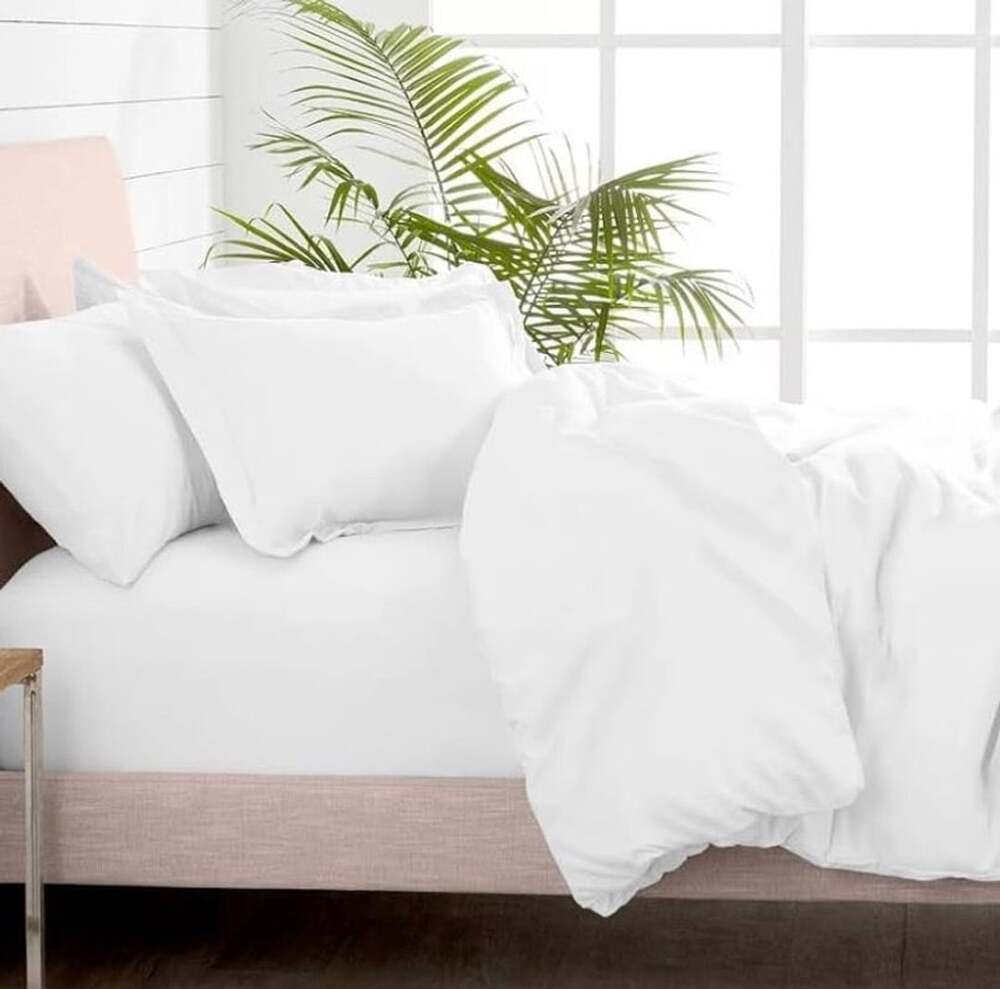 Pizuna Linens Duvet Cover Set King White Cotton Sateen
